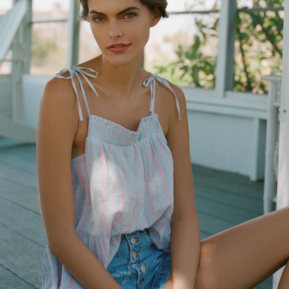 Maeve gauzy tiered tunic tank